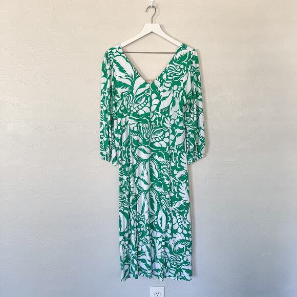 Soft Surroundings Green and White Baru Dress Medium - Picture 2 of 6